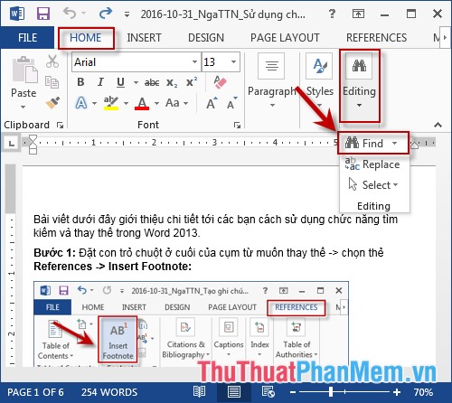 search for footnotes in word 2016 for mac